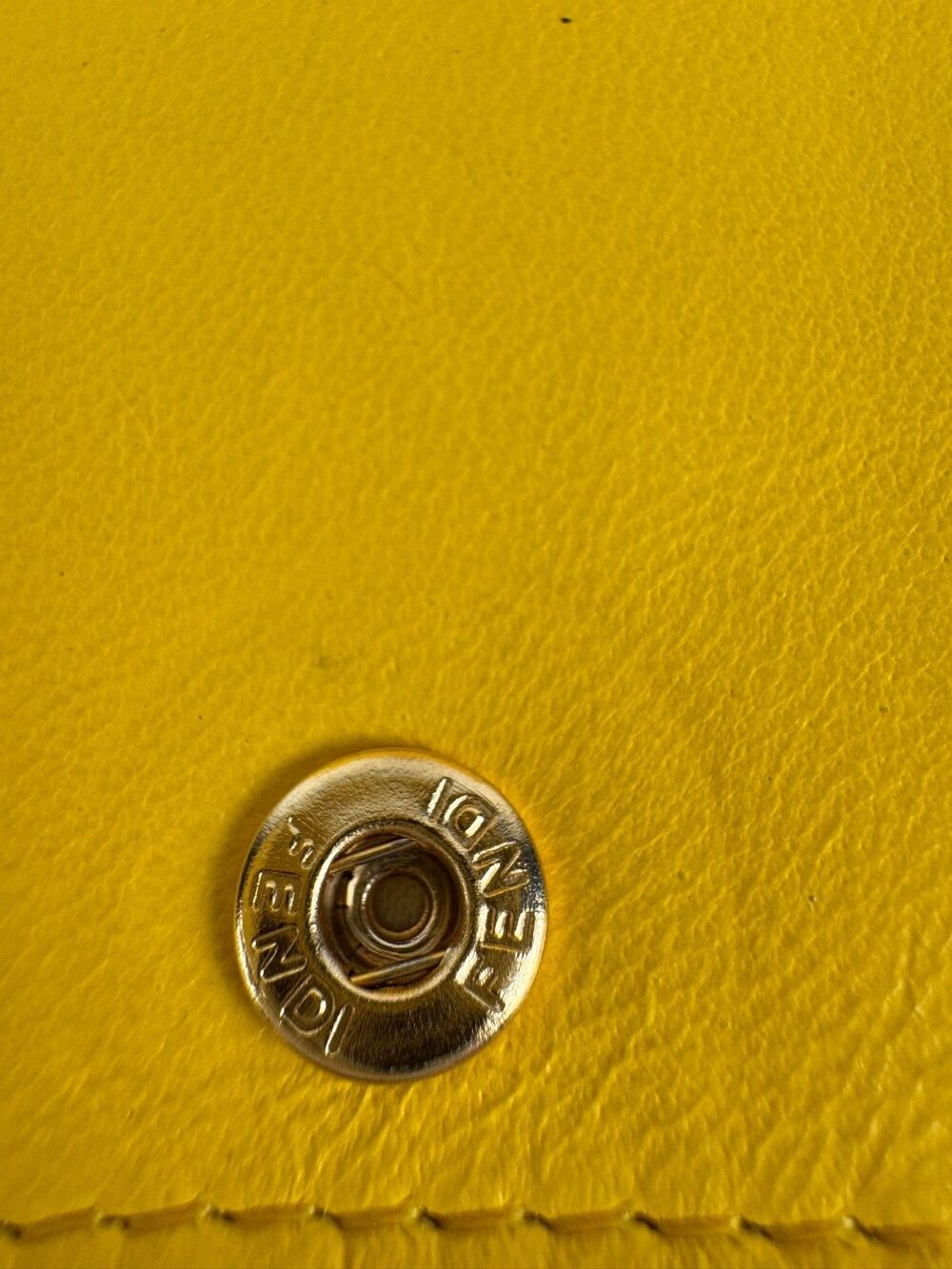 Fendi 2000's Yellow Embossed Nappa Logo Chain Clutch Crossbody Wallet - Picture 10 of 16